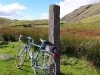 At the top of Wrynose Pass - the Three Shires Stone. 