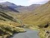 Starting the descent of Wrynose Pass towards Cockley Beck. In the distance (centre) is Hardknott Pass 