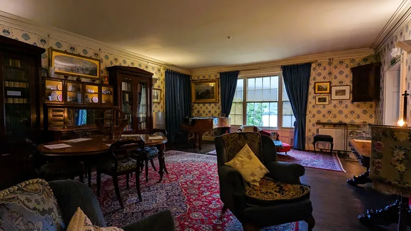 image of the dining room, photo many pieces of Ruskin's furniture.