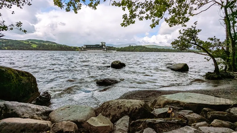 image of the Windermere Lake Cruises boat approaching Brockhole