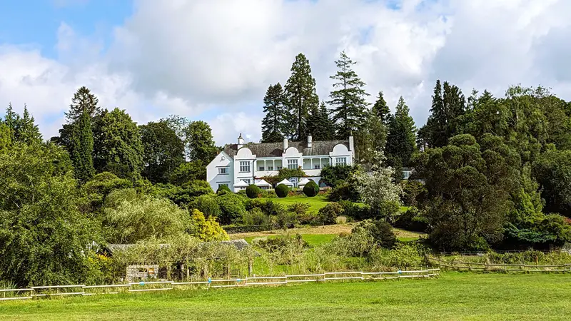 image the exterior of the house at brockhole, image shows the front gardens