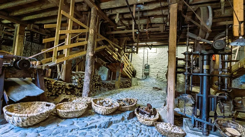 image of locally handmade baskets that are used at the Stott Park Bobbin Mill