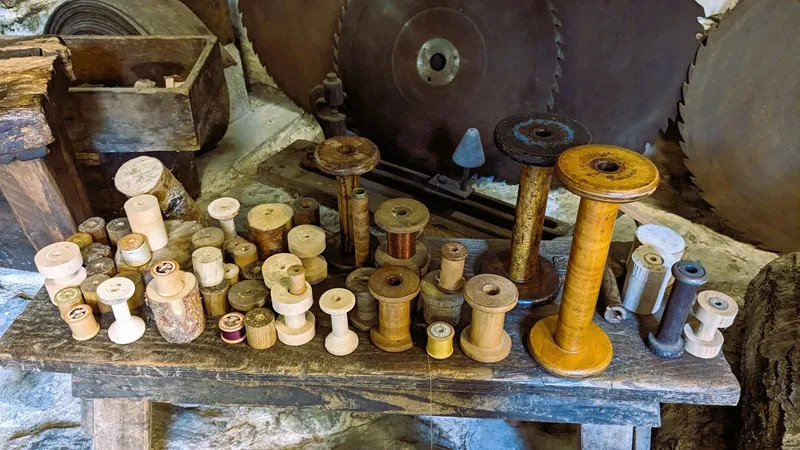 image of the Bobbins that have been manufactured at the Stott Park Bobbin Mill