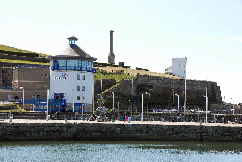 image of the exterior of the beacon museum overlooking the harbour